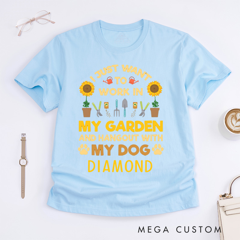 Personalized I Just Want to Work In My Garden And Hang Out with My Dog Classic T-Shirts Gardener TShirt Plant Lover Gift Garden Gift