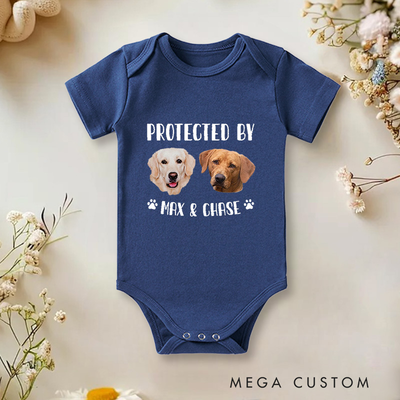 Personalized Protected by Adorable Pet for Family Love Baby Onesie