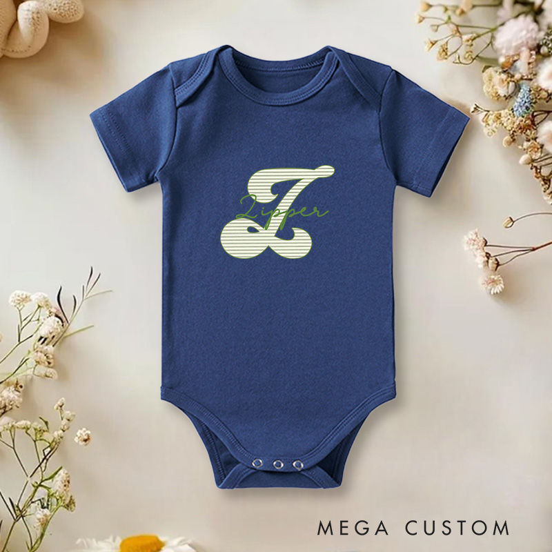 Personalized Name and Letter Design with Stylish and Elegant Touch Baby Onesie