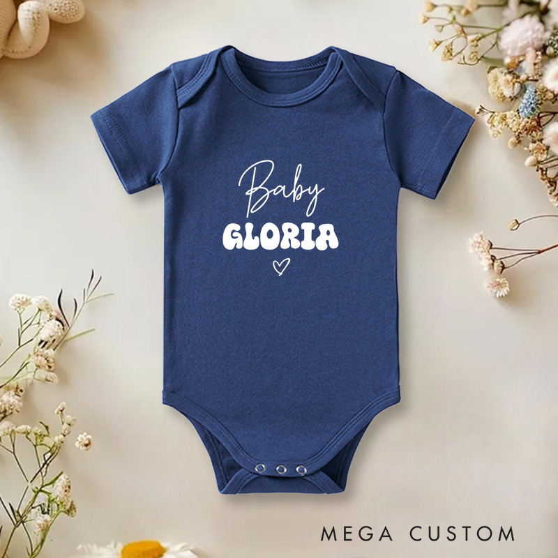 Personalized Baby Name Sweet and Minimalist Heart Design Baby Onesie