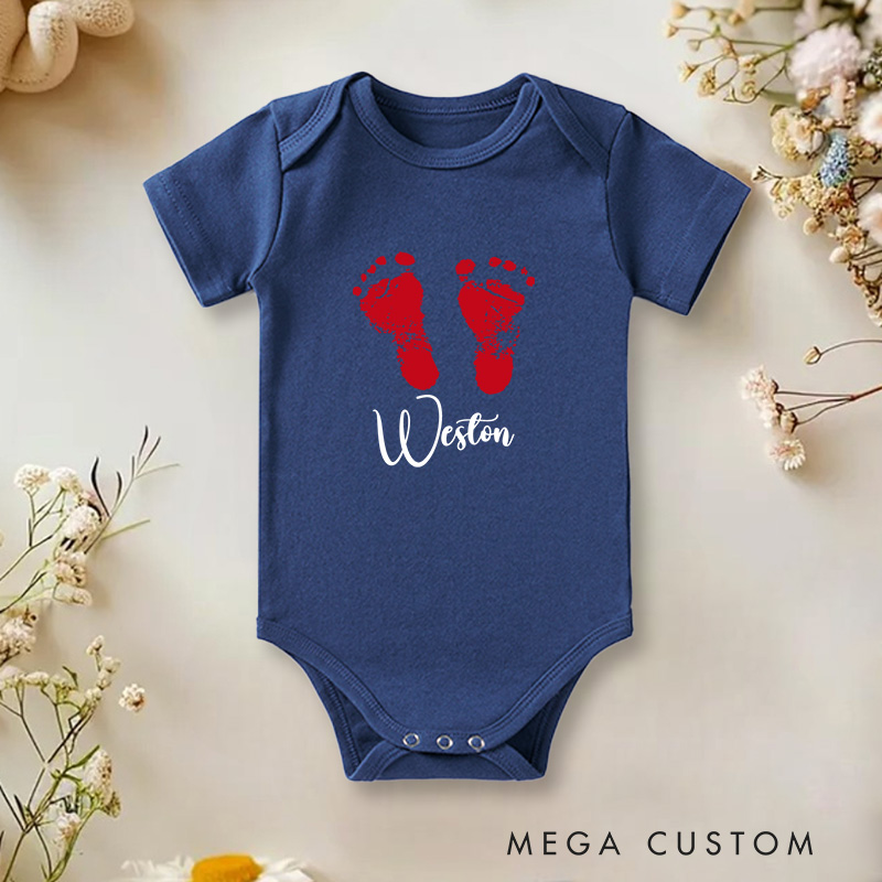 Personalized Name Baby Footprints Design for Heartfelt Gifts Baby Onesie