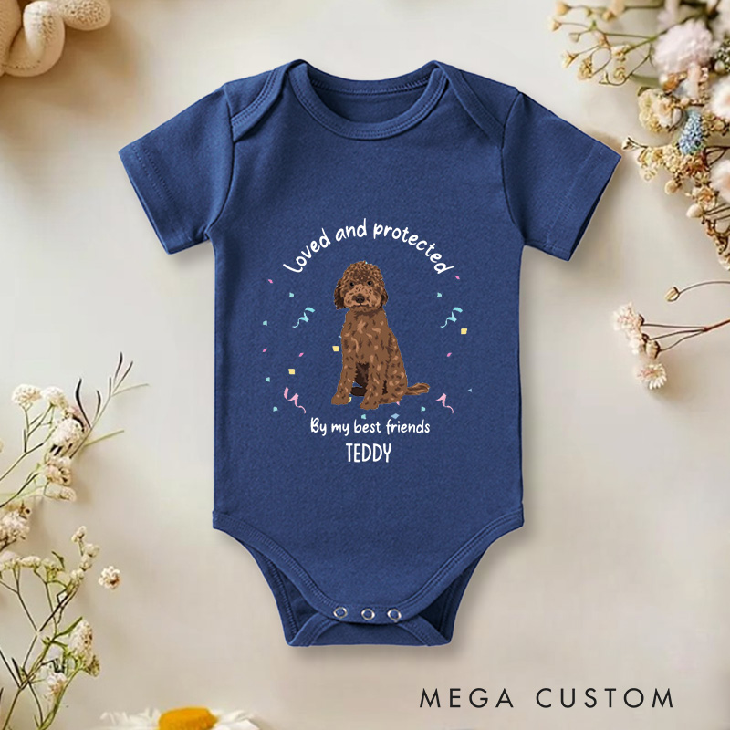 Personalized Loved and Protected by My Best Friends Pet Lover Baby Onesie