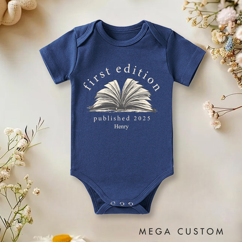 Personalized First Edition Published 2025 Baby Onesie Baby Shower Gift