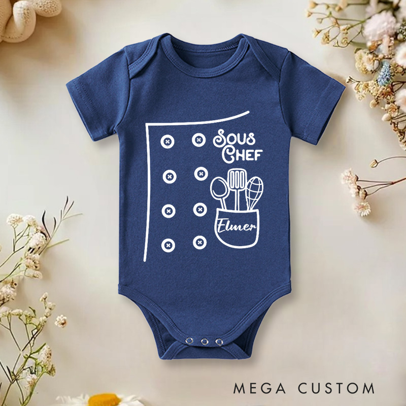 Personalized Sous Chef Kitchen Utensils Baby Onesie Gift for Baby