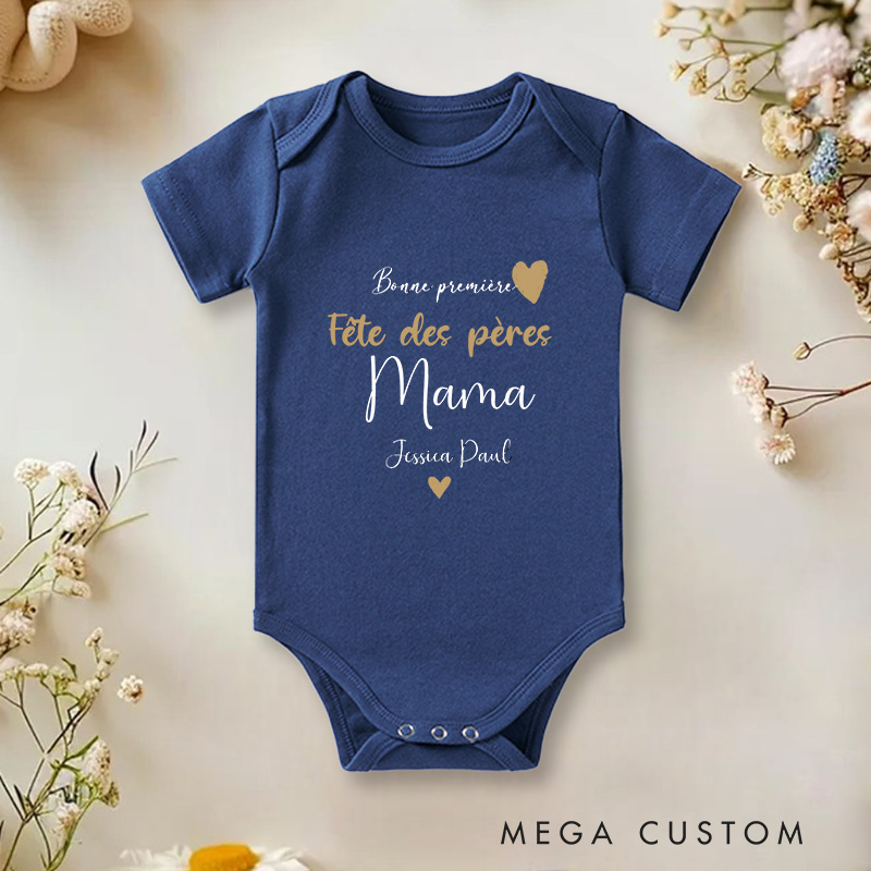 Personalized Bonne Premiere Fete des Peres Mama Elegant French Design Baby Onesie