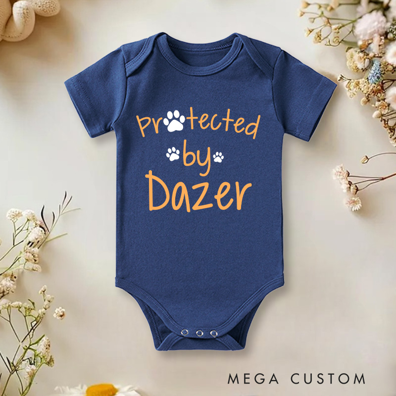 Personalized Protected by Paw Print Baby Onesie Gift for Baby