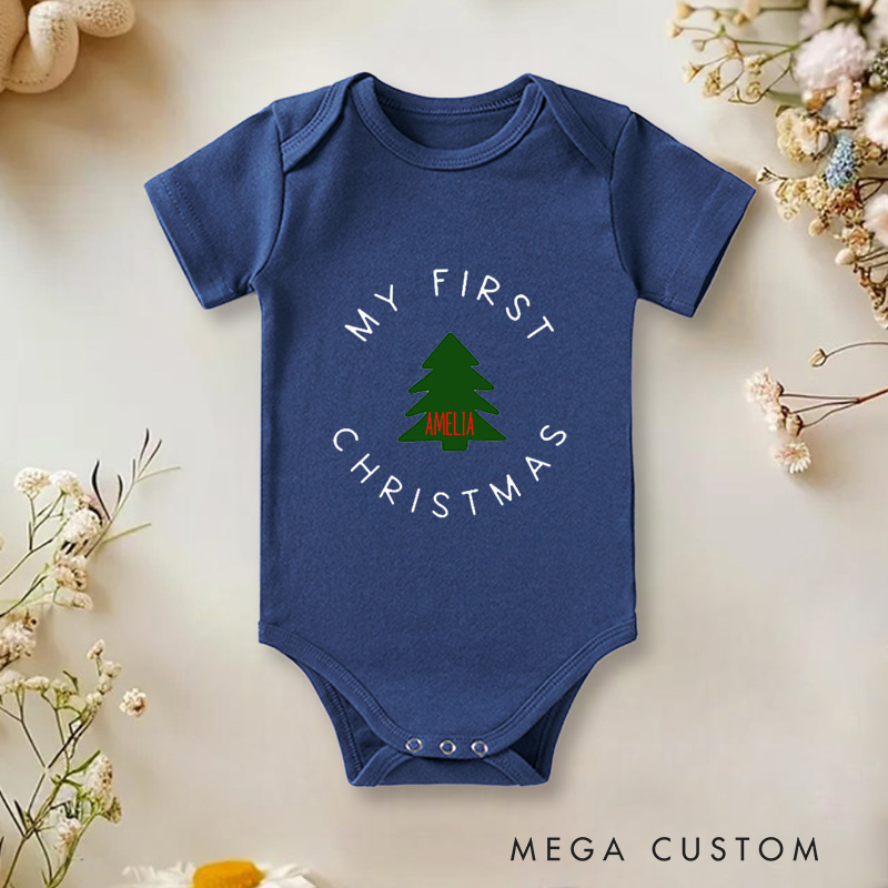 Personalized My First Christmas Elegant and Minimalist Baby’s First Holiday Baby Onesie