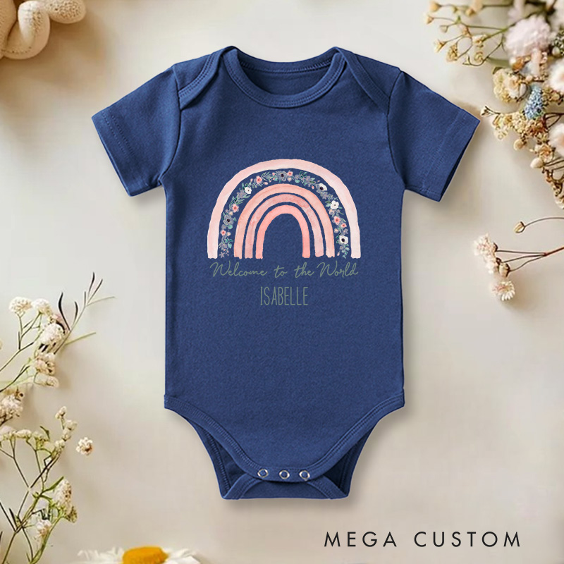Personalized Welcome to the World Beautiful Rainbow Baby Announcement Baby Onesie