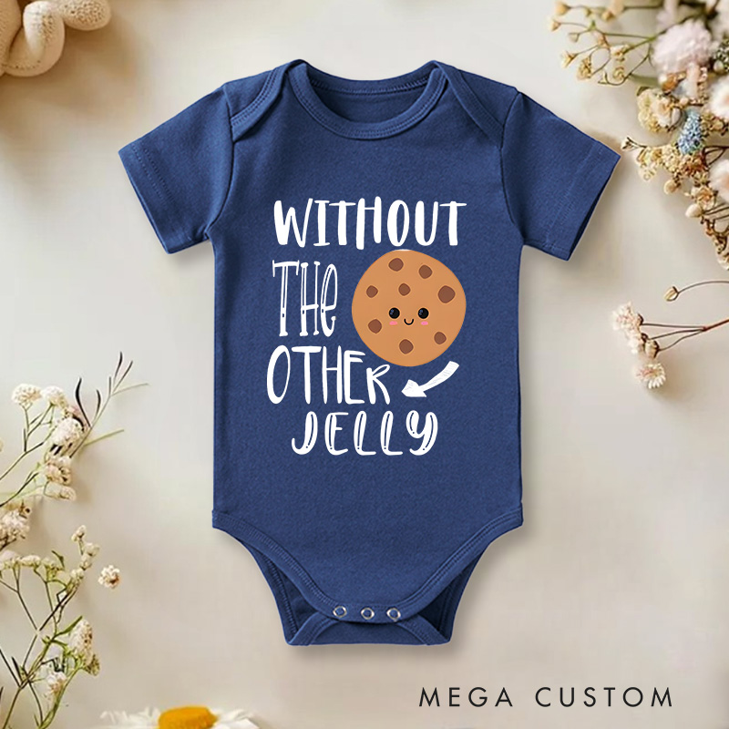 Personalized Without the Other Cookie Milk Graphic Twin Bond Baby Onesie