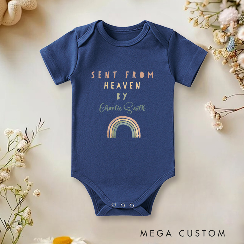 Personalized Sent from Heaven by Baby's Name Rainbow Gift Baby Onesie  