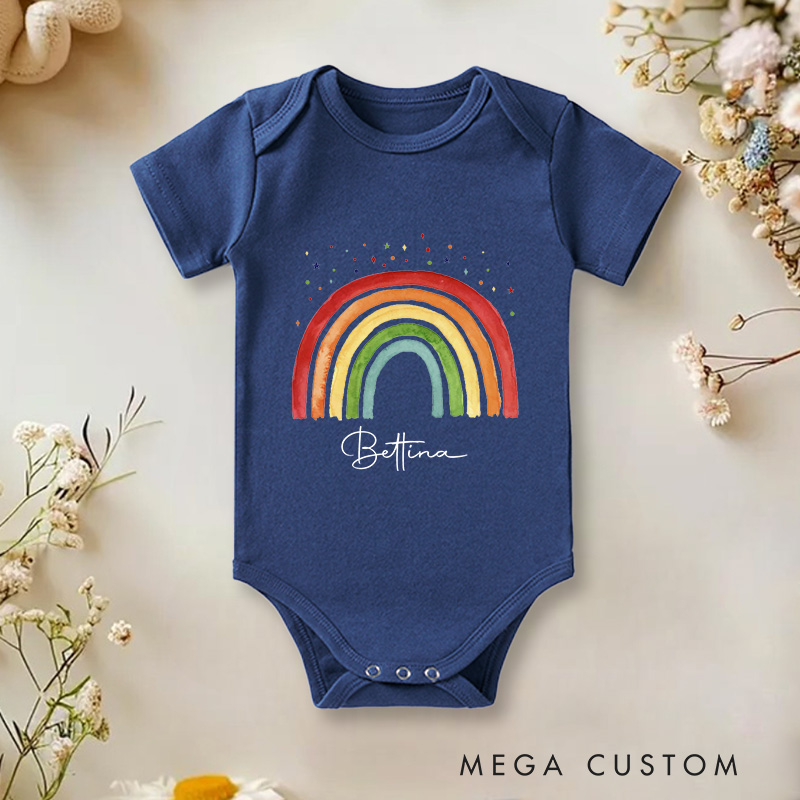 Personalized Rainbow Minimalist and Colorful Inspirational Baby Design Baby Onesie  