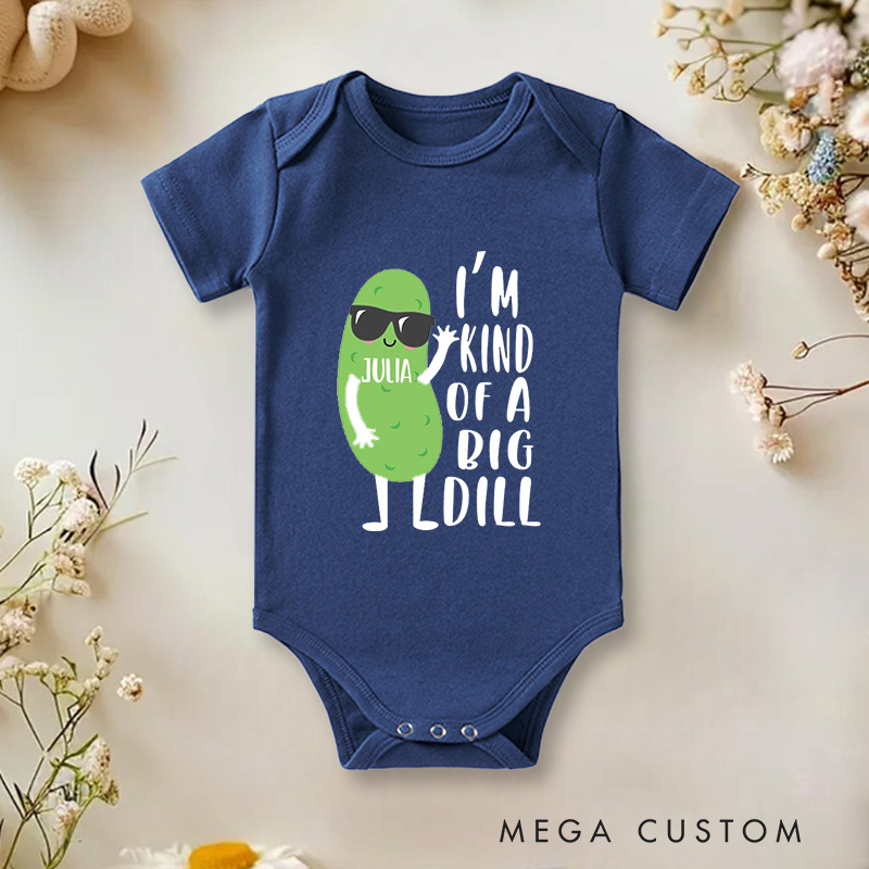 Personalized I’m Kind of a Big Dill Cute and Funny Pickle Inspired Baby Gift Baby Onesie  