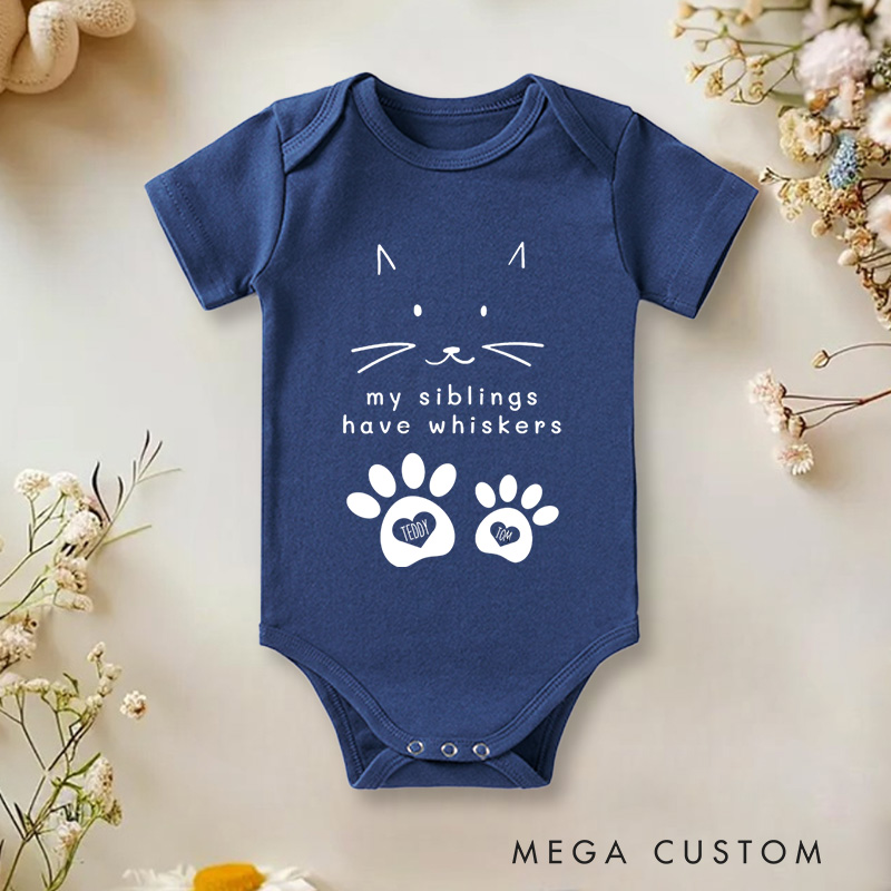 Personalized My Siblings Have Whiskers Cute and Adorable Pet Lover Baby Gift Baby Onesie  