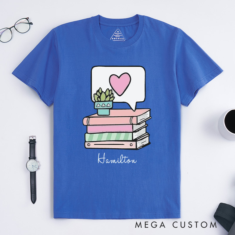 Personalized Book Lover Classic T-Shirts Reading Shirt Bookworm Book Nerd Gift Customized Name Shirt Gift for Books Lover