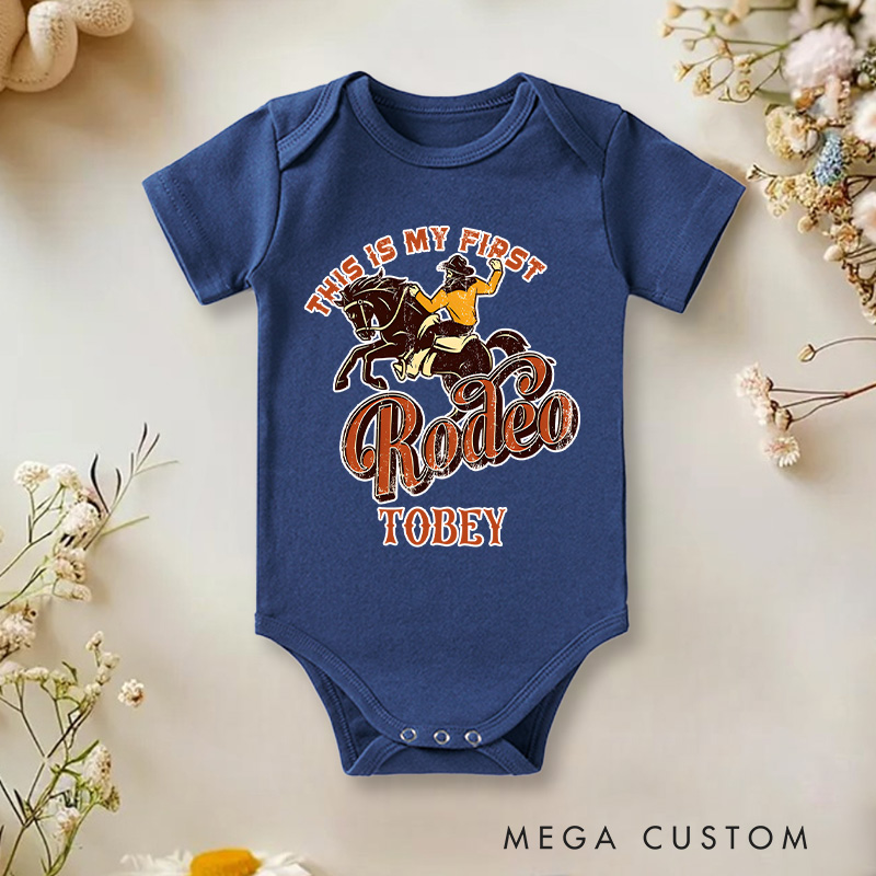 Personalized His Is My First Rodeo Baby Onesie Gifts for New Baby