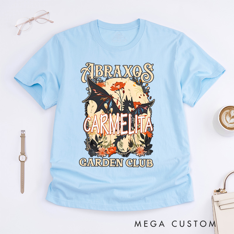 Personalized Garden Club Classic T-Shirts Fantasy Book Lover Shirt Bookish Gift Flower Shirt Dragon Shirt Reading Gift Gardening Gift