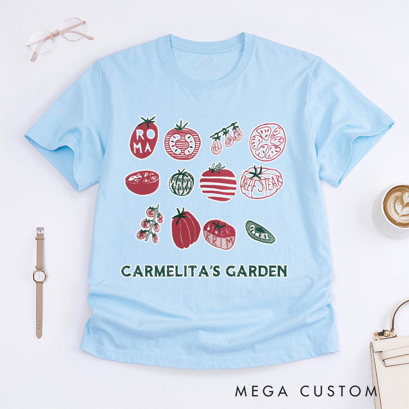 Personalized One's Garden Classic T-Shirts Mama's Garden Shirt Screen Print Shirt Foodie Gift for Grandkids Plant Lover Gift