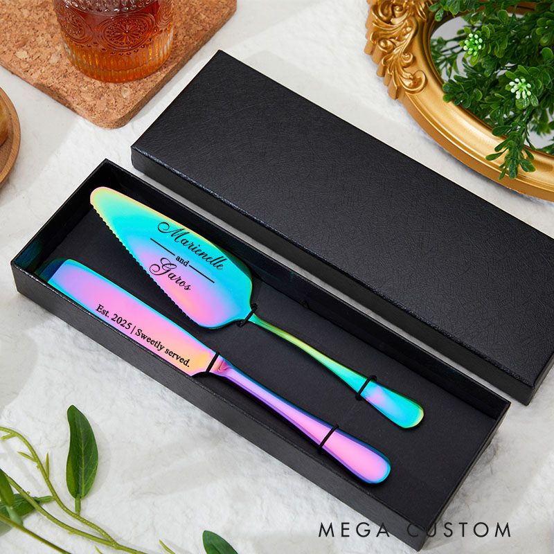 Personalized Cake Knife Set Custom Housewarming Gift Sweetly Served Design Est 2025 New Home Dining Accessories for Couples