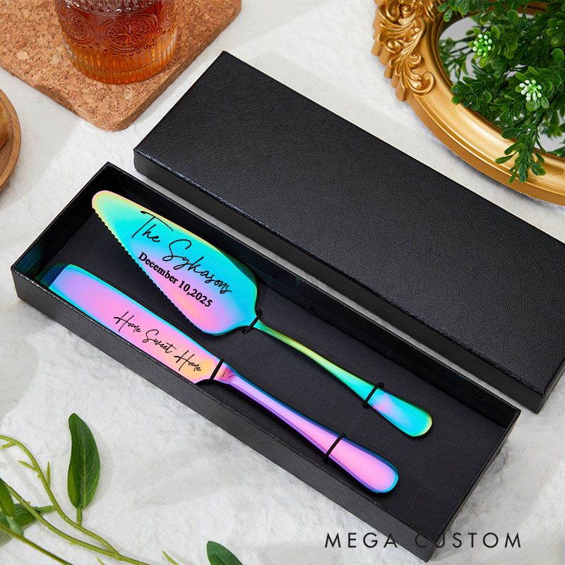 Personalized Engraved Cake Cutting Set Cake Cutter Serving Set Wedding Cake Set Wedding Gift Housewarming Gift Anniversary Keepsake