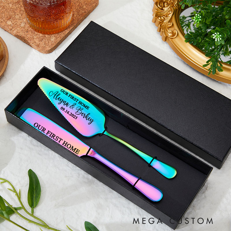 Personalized Cake Knife and Server Set Our First Home Gift Wedding Cake Cutting Set Custom Housewarming Gift New Home Dining Accessories