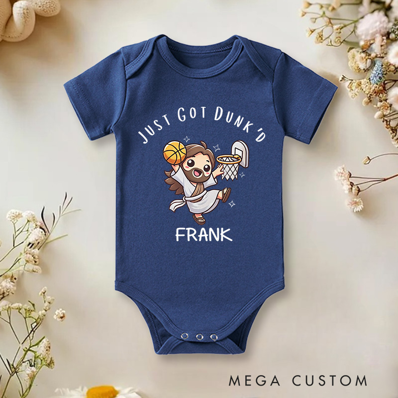 Personalized Just Got Dunk'd Baptism Baby Onesie Gift for Baby Shower