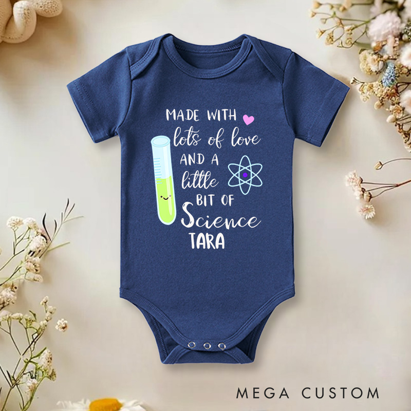 Personalized Made with Lots of Love and a Little Bit of Science Baby Onesie Baby Shower Gift