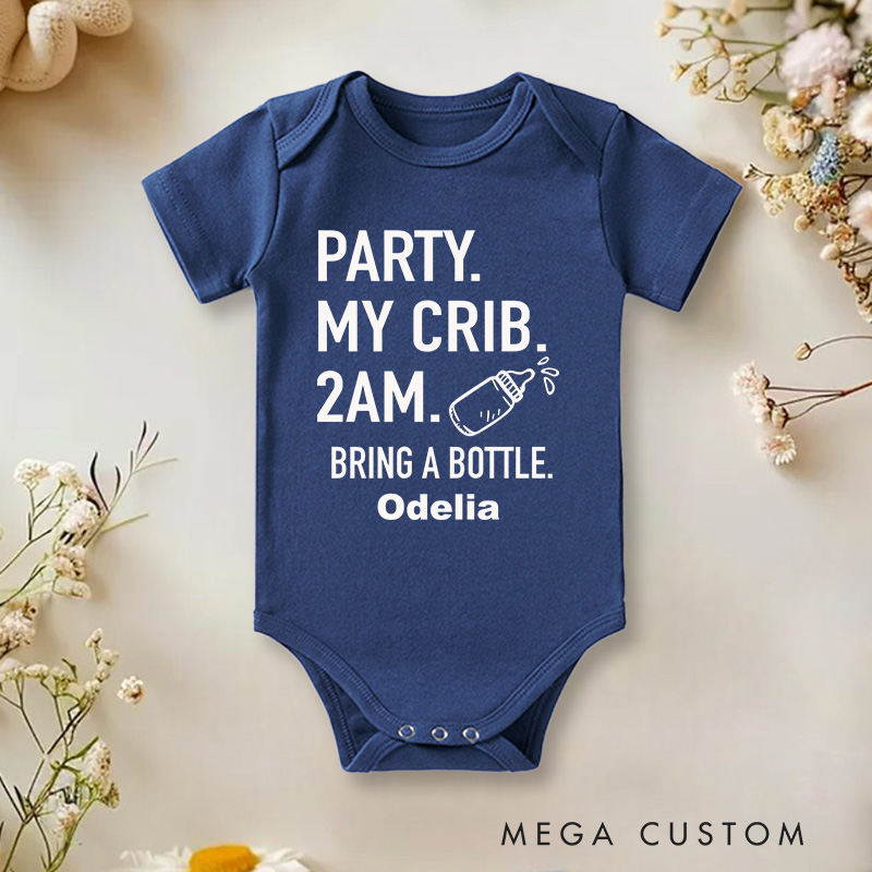 Personalized Party My Crib 2am Bring a Bottle Baby Onesie Fun Unisex Baby Gifts