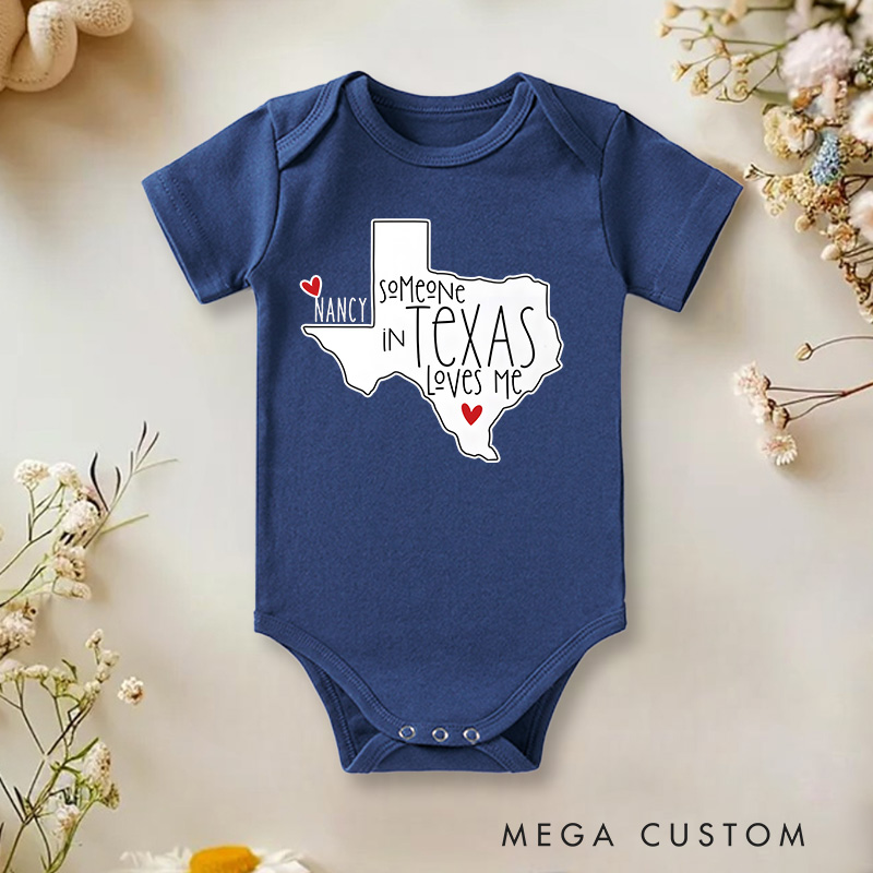 Personalized Someone in Texas Loves Me Baby Onesie Funny Baby Gift