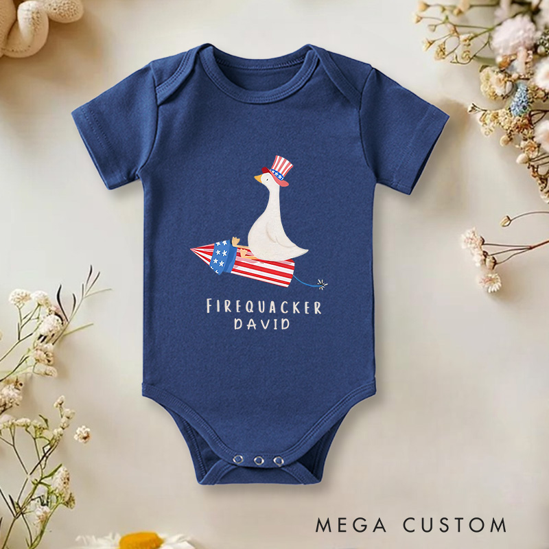 Personalized Funny Fourth Of July USA Goose Baby Onesie Independence Day Baby Gift