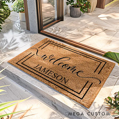 Personalized Welcome Doormat Custom Front Doormat Housewarming Gifts First Home Couple Gift Welcome Mat for Home Closing Gift New Home Gift