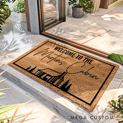 Personalized Home Doormat Rustic Cabin Doormat Housewarming Gift for Cozy Retreats First Home Couple Gift Welcome Mat for Home New Home Gift