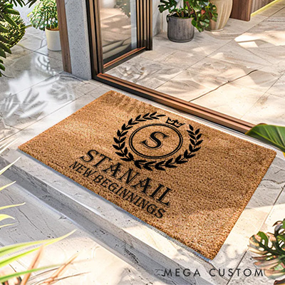 Personalized Monogram Doormat Custom Door Mat With Name New Home Gift Housewarming Gift Celebrating New Beginnings First Home Gifts Christmas Gift