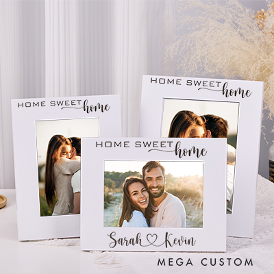 Personalized Engraved Photo Frame Custom Wedding Photo Frame Home Sweet Home Gifts New Home Gift For Couple Housewarming Gift Home Decor Wedding Gift