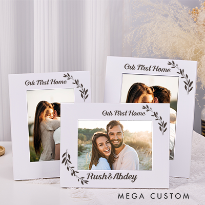 Personalized Photo Frame Custom Wedding Photo Frame Gift for Newlyweds Engraved Picture Frame Housewarming Gift Our First Home Gift