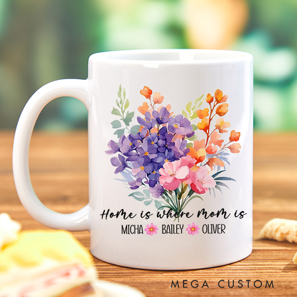 Personalized Mug for Mom Home Is Where Mom Is Mug Custom 11oz Coffee Cup Christmas Gift Moving Away Gift Housewarming Gift Mothers Day Gifts Mom Gift