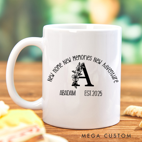 Personalized Initial Mug Custom Coffee Mug 15oz Coffee Cup Wedding Gift Housewarming Gift New Home Gift for Couple Christmas Gift Moving Away Gift