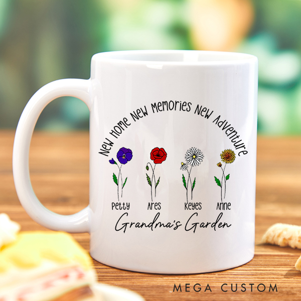 Personalized Grandma Garden Mug Custom Birth Flower Mug Gift for Grandma Housewarming Gift New Home Gift for Nana  Mother's Day Gift Christmas Gift
