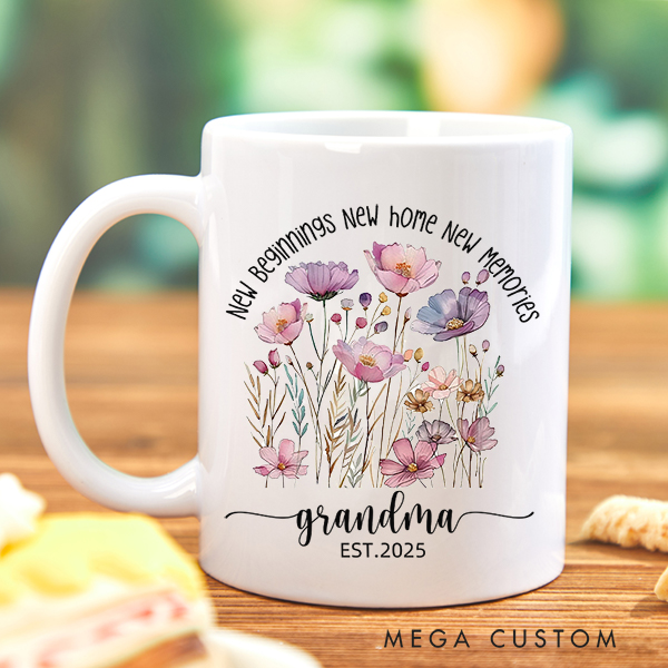 Personalized Grandma Mug New Beginning New Home New Memories Mug Gift for Grandma Christmas Gift Housewarming Gift New Home Gift Mother's Day Gift 