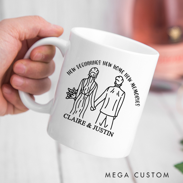 Personalized Mug Custom Couple Holding Hands Mug New Home Gift Newlyweds Gift Wedding Gift Housewarming Gift New Home Gift for Couple