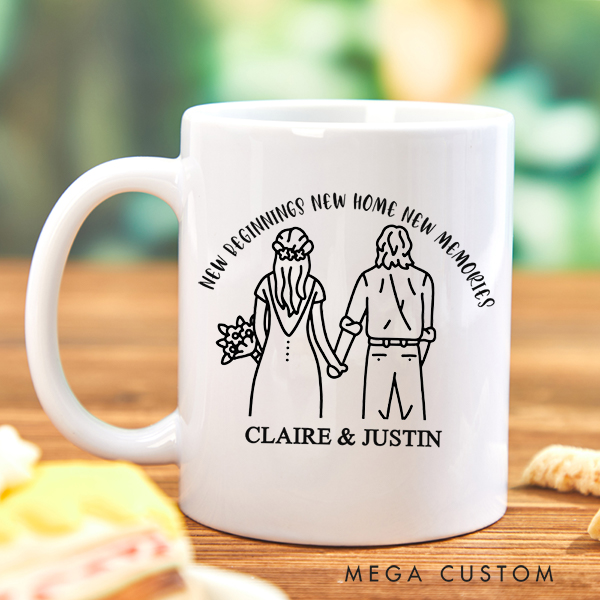 Personalized Mug Custom New Home New Beginning New Memories 11oz Coffee Mug 15oz Coffee Cup Housewarming Gift New Home Gift for Couple Wedding Gift 