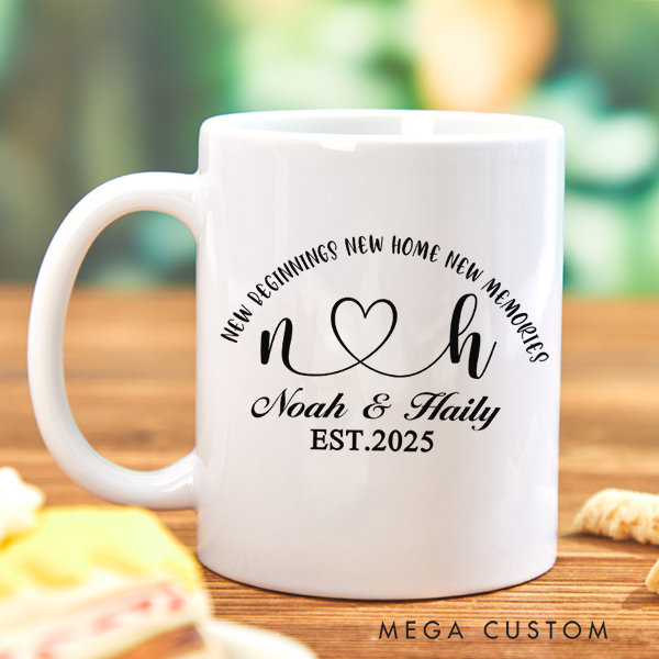 Personalized Mug Custom 11oz Coffee Mug 15oz Coffee Cup New Home New Beginning New Memories Wedding Gift Housewarming Gift New Home Gift for Couple