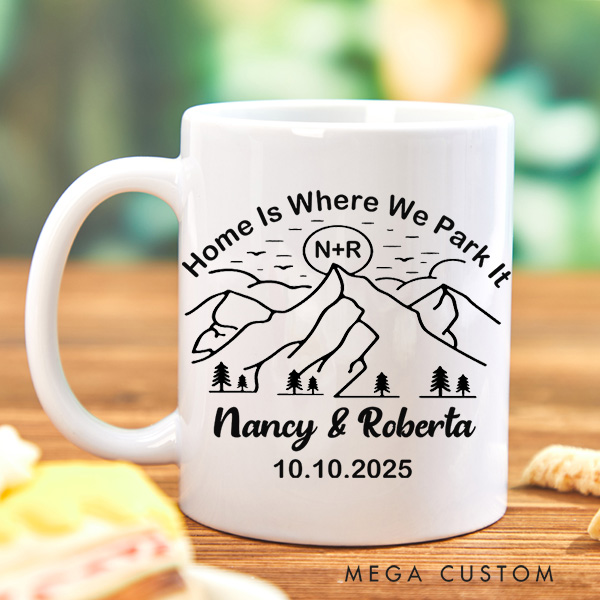 Personalized Mug Home Is Where We Park It Custom 11oz Coffee Mug 15oz Coffee Cup Housewarming Gift First Home Gift for Couple Christmas Gift