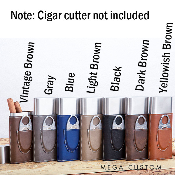 Personalized Leather Cigar Case for Him Engraved Cigar Case with Cutter Groomsman Wedding Party Cigar Holder Bachelor Favors Cigar Case Leather Cigar Accessories