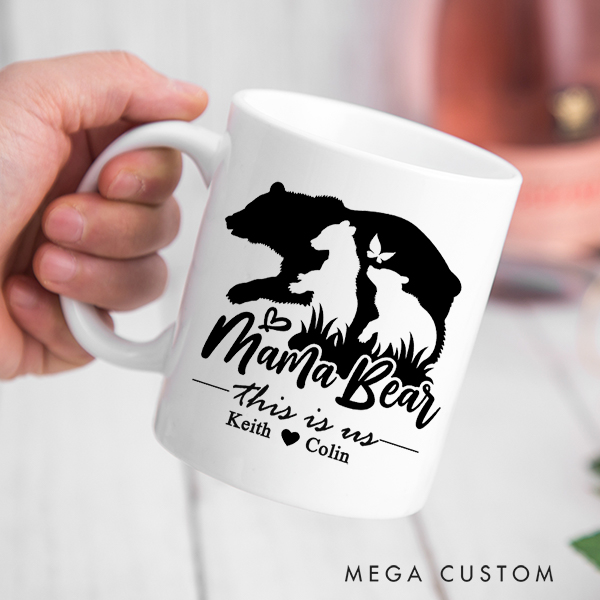 Personalized Mama Bear Mug Mama Bear with Cubs Coffee Mug Custom Bear Family Mug Mom Coffee Mug Housewarming Gift  Christmas Gift Moving Away Gift 