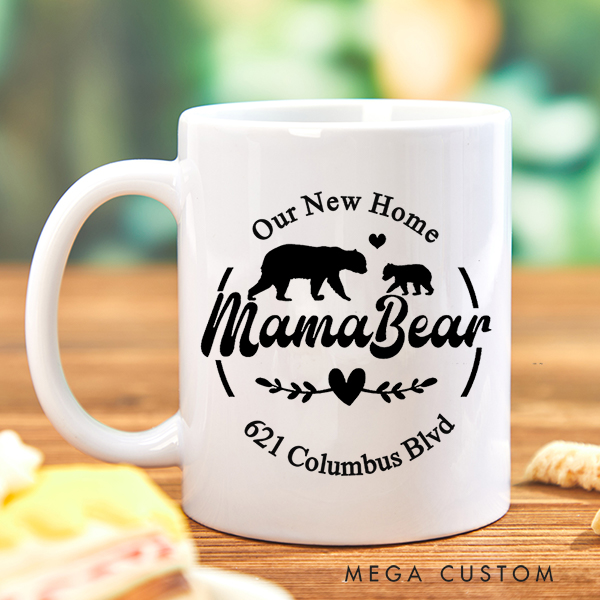 Personalized Mama Bear Mug Mama Bear with Cubs Coffee Mug Custom Bear Family Mug Mom Coffee Mug Christmas Gift Moving Away Gift Housewarming Gift
