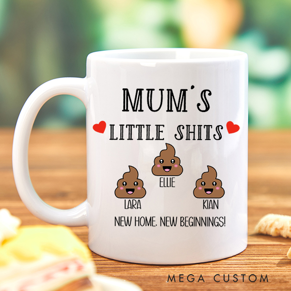 Personalized Mug Mums Little Shits Mug and Coaster Gift for Mum Funny Gift for Mum Mother's Day Gift Christmas Gift Housewarming Gift New Home Gift
