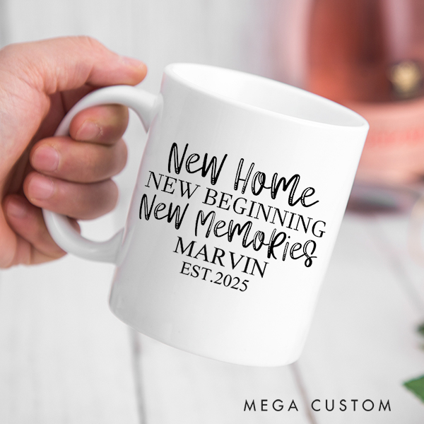 Personalized Mug New Home New Beginning New Memories Mug Custom 15 oz Mug 11oz Coffee Cup Housewarming Gift Christmas Gift Moving Away Gift for Couple