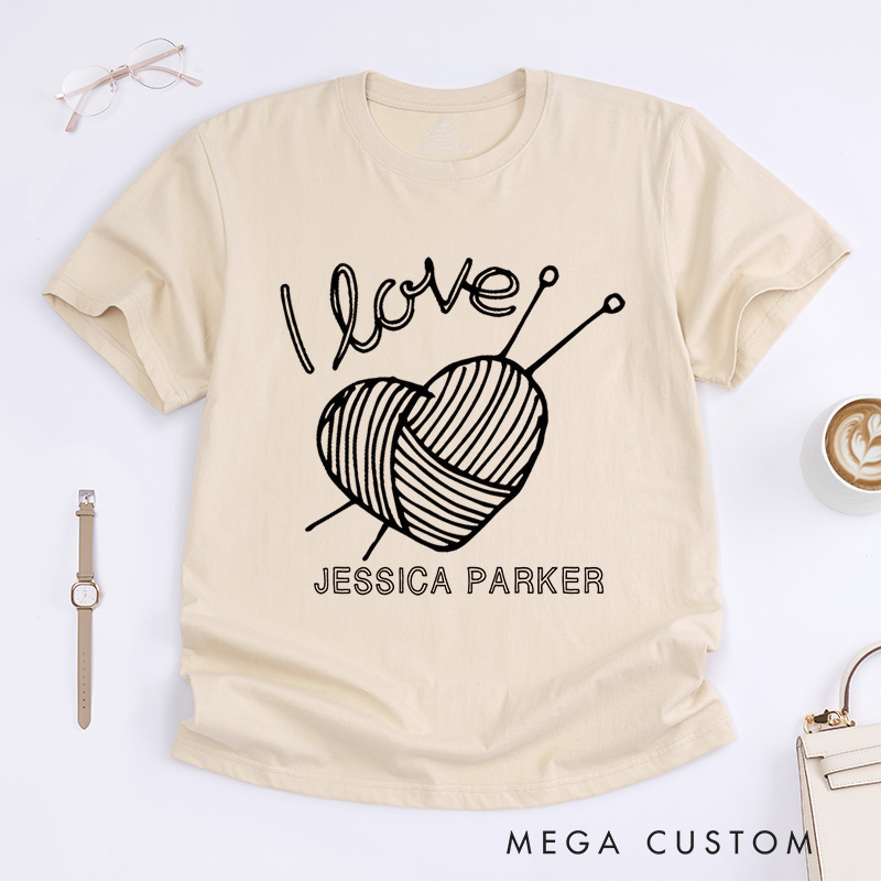 Personalized I Love Knitting Classic T-Shirts Knitting Shirt Gifts for Knitter Grandma Shirt Knitting Lover Shirt Grandma Knit Tee Gift