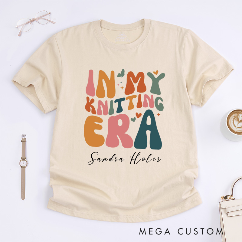 Personalized in My Knitting Era Classic T-Shirts Knitter Era Tee Retro Knitting Lover Shirt Crafter Mom Shirts
