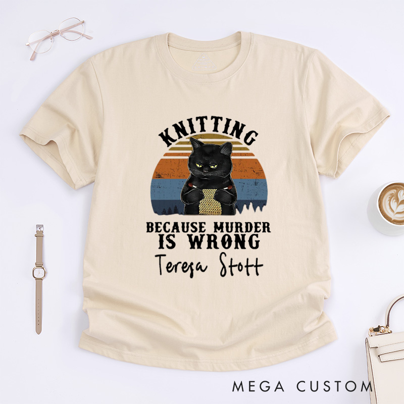 Personalized Knitting Love T-Shirts Funny Knitter T-Shirt Knit Tee Unique Font Shirt